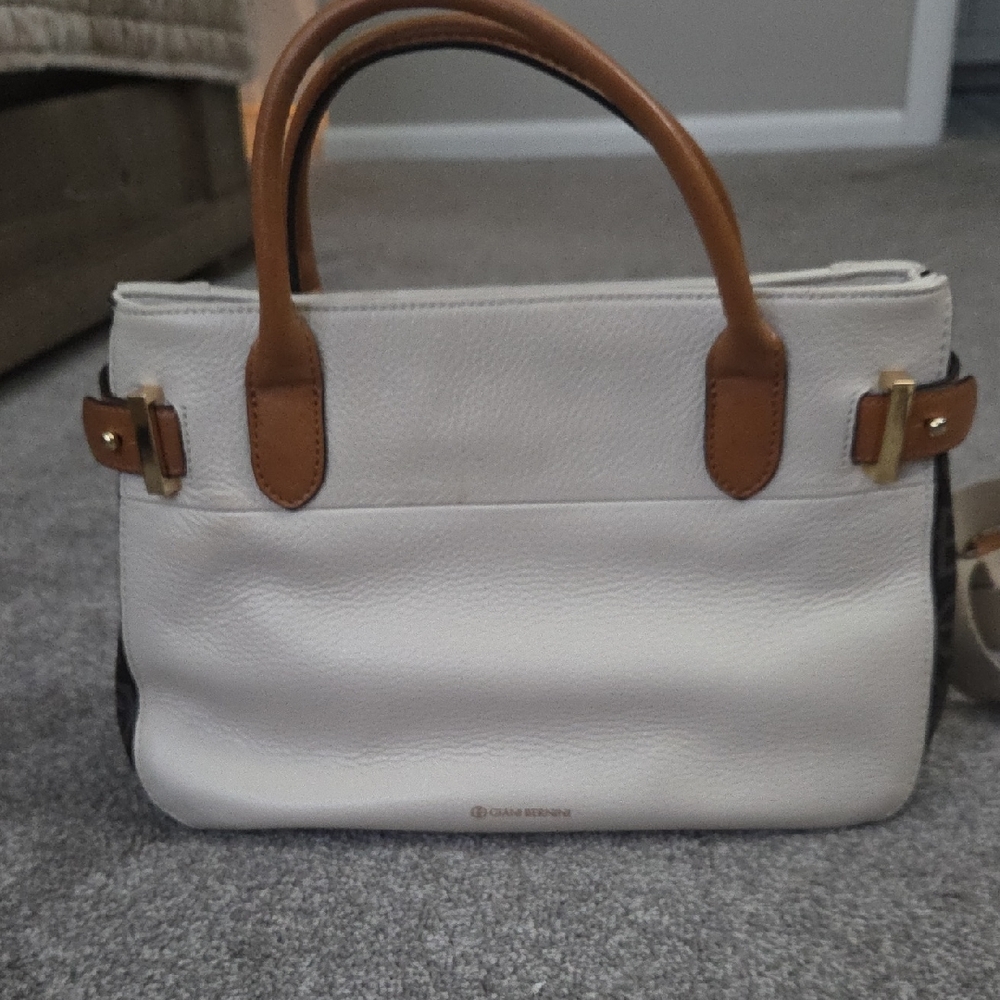 Giani Bernini White and Tan Satchel